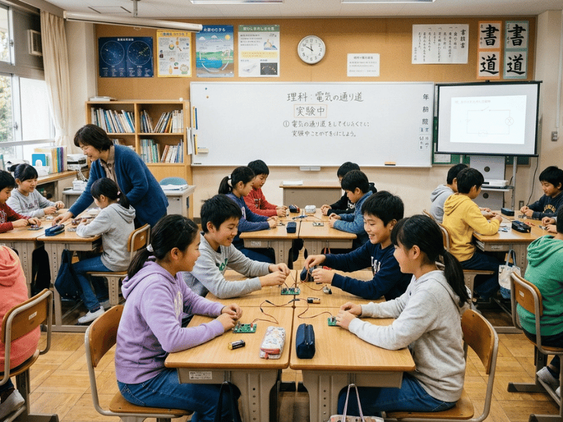 小学校の教室で授業を受ける子供たち